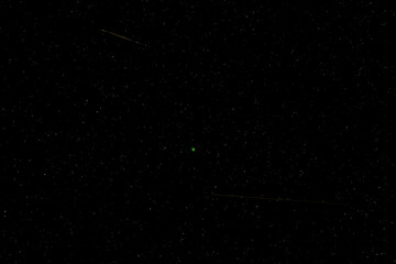 Wall Mural - On February 1-2, 2023, the rare green comet C/2022 E3 (ZTF) made its closest approach to earth. This comet with fireball meteors was taken 2/1 at 05:43:13 AM PST (UTC-8) near Ashland Oregon.