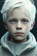 Portrait of an albino boy made with Generative AI.