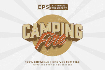 Aufkleber - Editable text effect - Camping Fire 3d Vintage template style premium vector