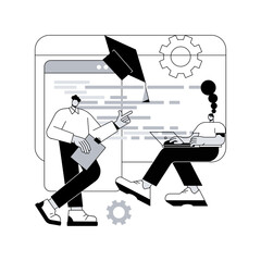 Poster - IT management courses abstract concept vector illustration. IT project manager career, software and database management classes, business frameworks and corporate strategy abstract metaphor.