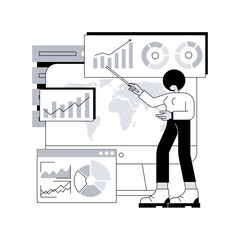 Poster - Dashboard service abstract concept vector illustration. Online reporting mechanism, key performance indicators, dashboard service tool, data metrics, information management abstract metaphor.