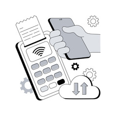 Poster - cloud pos abstract concept vector illustration. retail software, cloud-based pos, sales management, 