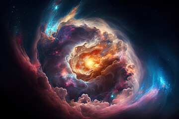 Wall Mural - the big bang in space universe stars gas clouds. new galaxy formation in unknown galaxy. digitally g