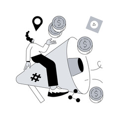 Poster - paid media abstract concept vector illustration. paid social media post, online publication, article