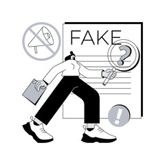 Poster - Fake news abstract concept vector illustration. Fake data, junk news content, disinformation in media, spreading rumors, yellow press, incriminating evidence, lie on television abstract metaphor.