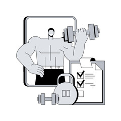 Poster - online coach abstract concept vector illustration. mobile training program, remote learning, video a
