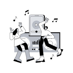 Poster - docking station abstract concept vector illustration. audio docking station, electronic device, play