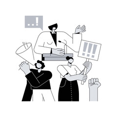 Poster - Participation of women abstract concept vector illustration. Gender equality rights, women political participation, female speaker leader, democracy, successful presentation abstract metaphor.
