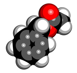 Poster - Benzyl acetate molecule. 3D rendering.