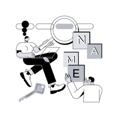 Poster - naming and taglines abstract concept vector illustration. naming and branding service, tagline creat