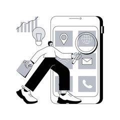 Poster - mobile media optimization abstract concept vector illustration. mobile commerce optimization, seo st