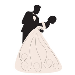 Wall Mural - bride and groom silhouette design isolated, vector