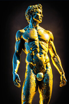 Golden Man 3D Sculpture Generative AI
