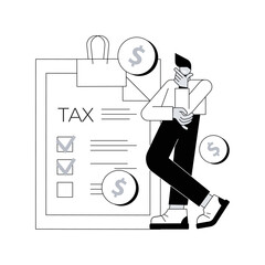 Poster - Personal income tax abstract concept vector illustration. Budget calculation, online IRS form, bank account, bill payment, receiving invoice, economic report, loan and credit abstract metaphor.
