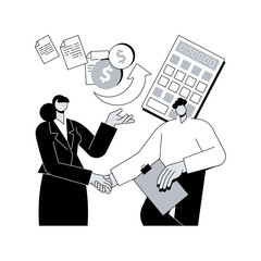 Poster - Accountant appointment abstract concept vector illustration. Schedule appointment, filing tax form, income statement and financial audit, tax agent service, clients list abstract metaphor.