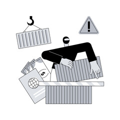 Poster - Smuggling abstract concept vector illustration. Illegal goods transportation, people trafficking, illicit transfer, immigration with fake documents, crossing border, contraband abstract metaphor.