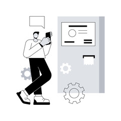 Poster - electronic queuing system abstract concept vector illustration. queue management software, queuing e