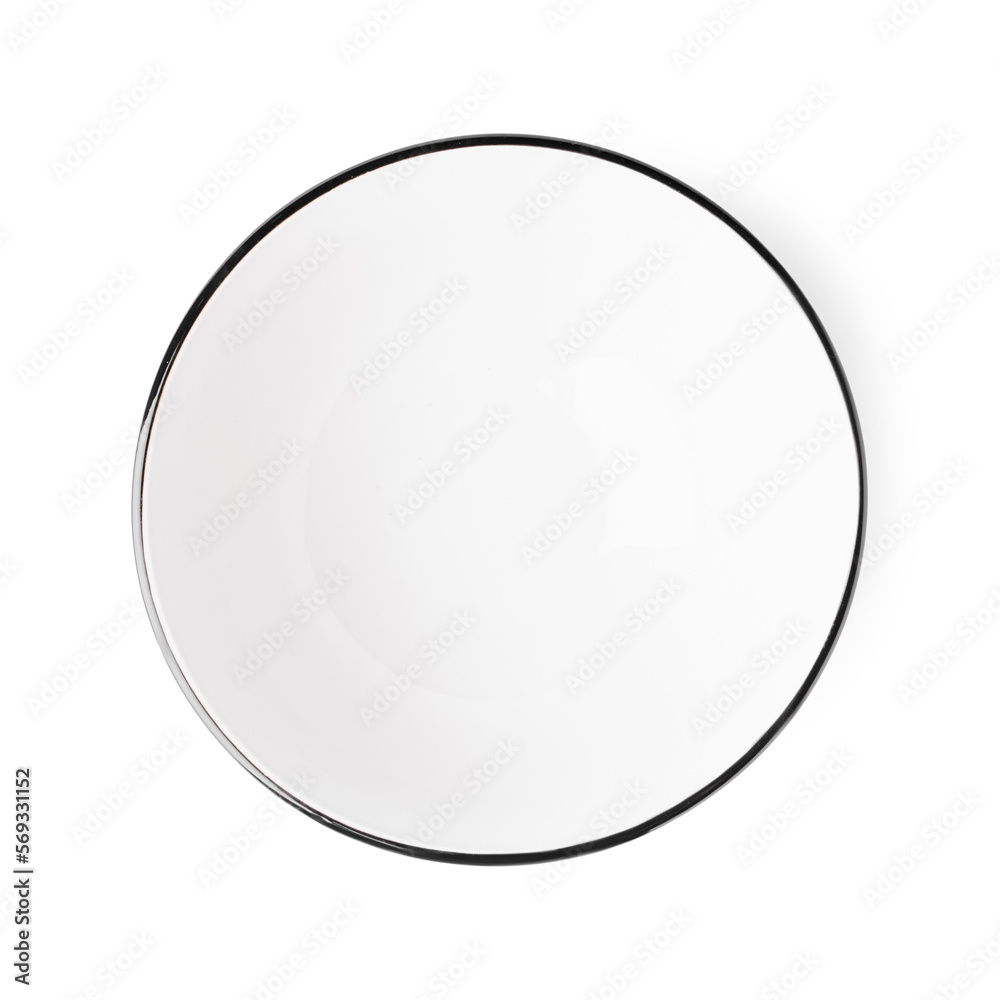 Empty ceramic bowl on white background