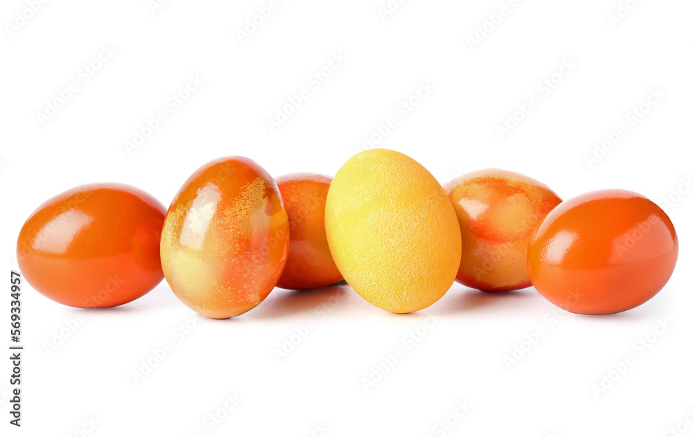 Colorful Easter eggs on white background
