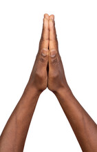 Man Holding Hands Together In Symbol Of Prayer And Gratitude Isolated On White Or Transparent Background