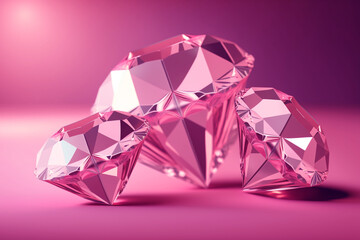 Abstract shiny background with pink color crystals. Barbiecore fashion trend color. AI generated