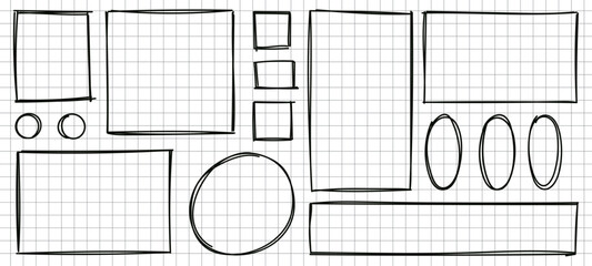 Wall Mural - line stamps boxes set. square and rectangle grunge stroke frames. rectangle outline border collectio