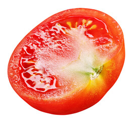 Poster - Red tomato half without stem isolated on transparent background
