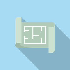 Poster - Plan technical document icon flat vector. Paper gear. Data support