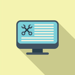 Poster - Help online document icon flat vector. Data support. Gear report