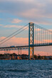 The Ambassador Bridge, connects the U.S. and Canada. It is the busiest international border crossing in North America
