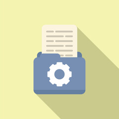 Poster - Mail gear folder icon flat vector. Page report. Help project