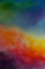 Wall Mural - a texture with colorful watercolor running into each other - generative ai