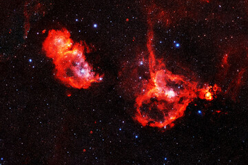 Wall Mural - Beautiful galaxy of red color with stars. Elements of this image were furnished by NASA.