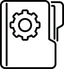 Poster - Folder guide icon outline vector. Project book. Gear page