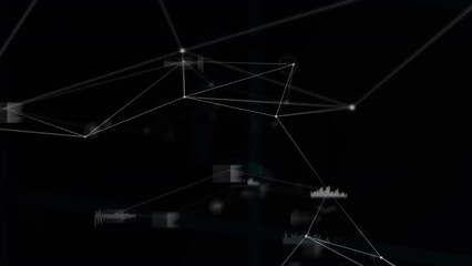 Poster - Animation of network of connections with icons over black space