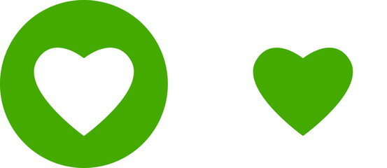 Poster - Basic Green Heart Love Health Symbol Sign in a Circle Icon Set. Vector Image.
