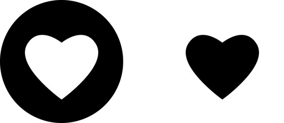 Poster - Basic Black Heart Love Health Symbol Sign in a Circle Icon Set. Vector Image.