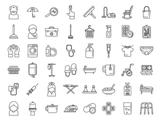 Canvas Print - Home care services icons set outline vector. Care senior. Patient