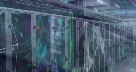 Poster - Animation of interface with data processing against plexus networks over computer server room