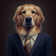Golden Retriever dog in a suit
