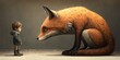 Fox as imaginary friend, concept of Imaginary Companions, created with Generative AI technology