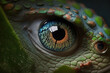 Vibrant eye of tree green snake. Reptile closeup macro portrait. Generative AI illustration.