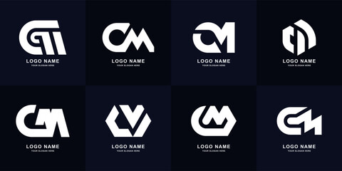 Wall Mural - Collection letter CM or MC monogram logo design