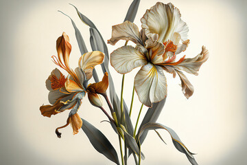 Wall Mural - Iris Flowers, Illustration, Generative AI