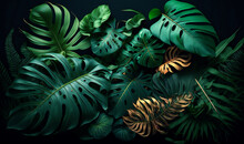 A Vibrant Nature-inspired Background Of Overlapping Tropical Leaves, Rich With Texture And Hues Of Green, Perfect For Any Desktop Display