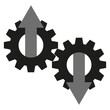 Linear gears with arrows. Vector illustration.
