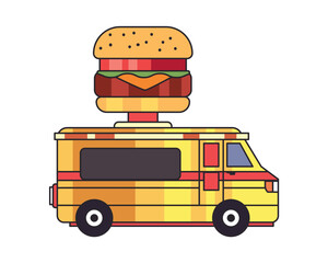 Poster - flat burger truck