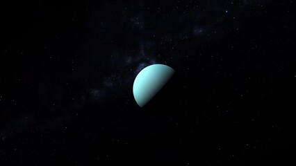 Wall Mural - Planet Uranus of Solar System Rotating Camera Shot with Milky Way Stars Background
