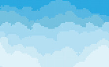 Blue Sky Background In Pixel Art Style