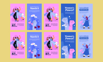 Wall Mural - women day celebration social media stories vector flat design